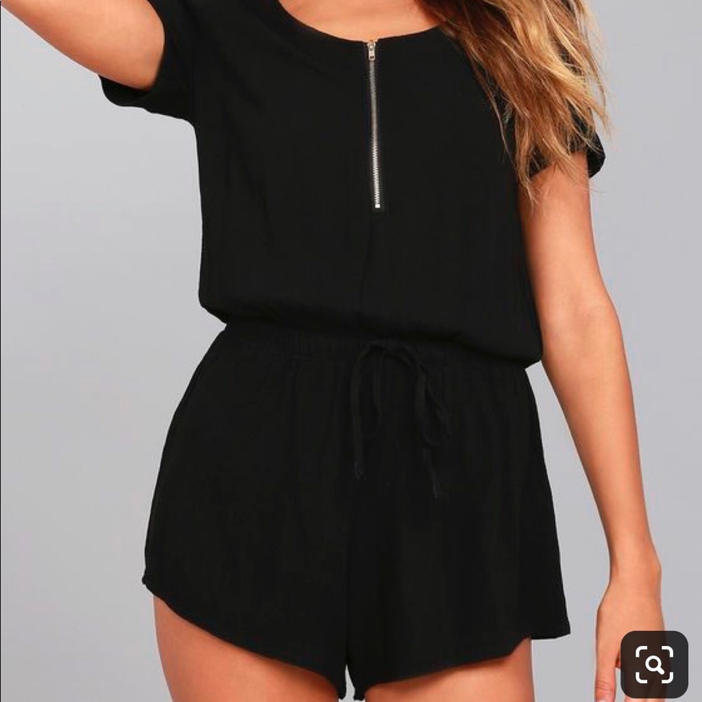 Lulus Black Romper With Gold Zipper